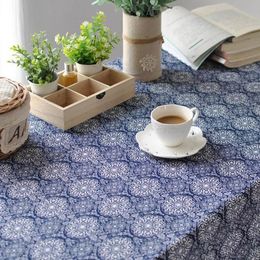 Style néo-classique de la table en tissu de table imprimée bleue japonaise Home Cuisson Teinture de thé Teinture de thé Coton Table de table