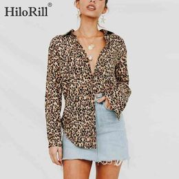 Spring Women Sexy Leopard Print Blouse Fashion Long Sleeve Loose Blouses Top Ladies Turn Down Collar Shirt Blusas 210508