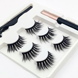 Magnetic Liquid Eyeliner Mink False Eyelashes with Tweezer Set Magnet Glue Free Make Up Tools 3 Pairs eyelash