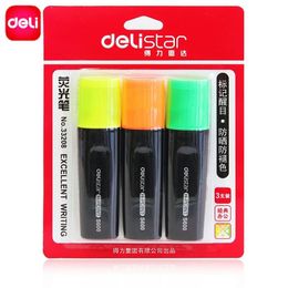 Highlighters Deli 3 Pcs Highlighter Fluorescent Colour Marker Pen Text Separators With Invisible Ink Mildliner School Stationery Office Suppl
