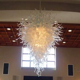 Large Chain Pendant Lamps Hand Blown Glass Chandelier Lighting LED Villa Art Light Home Living Room Decoration 28 by 54 Inches