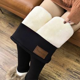 Women's Long Thick Skinny Pants Plush Liner High Waist Leggings Warm Pants Autumn and Winter Plue Size 5XL