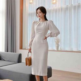 Spring Autumn Women Sexy Elegant Office Lady Wear to Work Dress Business Fitted Bodycon Sheath Party 210514