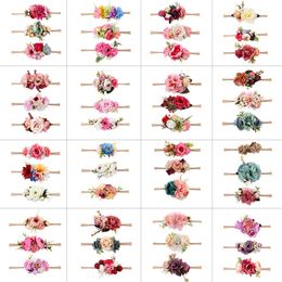 Hair Accessories Lovely Baby Headband Fake Flower Nylon Bands For Kids Artificial Floral Elastic Head Bands Headwear 651 Y2