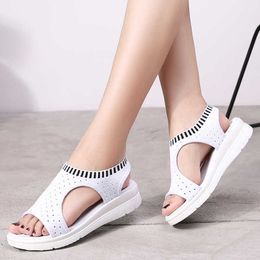 Wild Elastic Belt Sports Sandals Summer Women's Shoe's Thick Bottom Fish Mouth Mesh Sandals Drop 210624