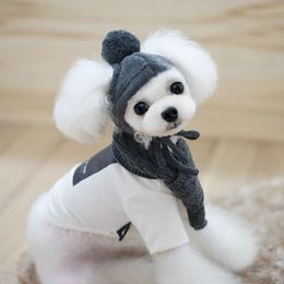 Dog Apparel Winter Warm Knitted Pet Hat Scarf Set Dogs Hats Pets Products Funny Cosplay Cap For Chihuahua Puppy Accessories F