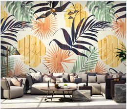 Custom wallpaper for walls 3d murals wallpapers European style tropical plant wood painting modern minimalist TV background wall papers home decpration