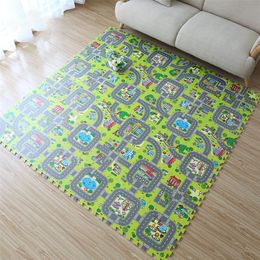 9Pcs 30*30cm EVA Plush Puzzle Mats DIY Foam Baby Play Mat Split Joint Baby Carpets For Carpets Mat Indoor 210320