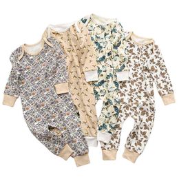 Newborn Baby Rompers Long Sleeve Comfort Cotton Infant Boy Girls Floral Print Onesie Spring Autumn ToddleR Kids Clothes Jumpsuit G1218