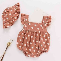 Summer Polka Dot Romper Baby Girl Clothes Bodysuit For borns +Hat Boy Toddler 210528