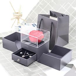packing boxes for flowers Australia - Gift Wrap Unfading Dried Flower Design Ring Craft Jewelry Display Holder Packing Box For Women Valentines Wedding Christmas