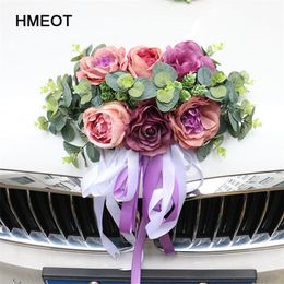 1pcs Artificial Flower Wedding Cars Decoration Kit Romantic Fake Rose Flowers Valentine's Day Party Festival Decorative Supply 210317