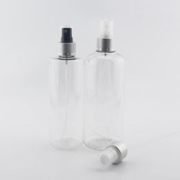 pet perfumes Australia - Storage Bottles & Jars Silver Aluminum Mist Sprayer Pump For Skin Care 300ml Clear Plastic Perfume Bottle 400ml Transparent PET Container 12