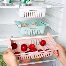 1PC Adjustable Stretchable Fridge Organiser Drawer Basket Refrigerator Pull-out Drawers Fresh Spacer Layer Storage Rack