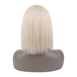 2021 Fashion European and American chemical Fibre wigs platinum blonde bangs leisure temperament short hair straight hair wig set trend