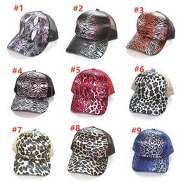 Party Hat Leopard Baseball cap Women's Ponytail caps Summer Fashion Sunshade NET Hats 9 Style DB925