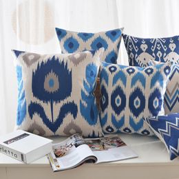 Cushion/Decorative Pillow Stylish European Geometric Bedroom Blue Room Living Home Cushions Office