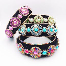 New Large Romantic Padded Wedding Headdress Crystal Hairband Diamante Tiara Headband Women Rhinestone Boho Hair Accessories