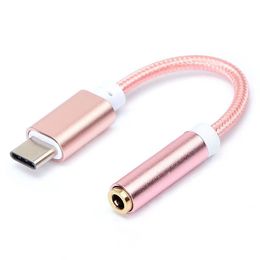 Nylon Braided 12CM Audio Adapter Male Type-C to 3.5mm Jack Female Audio AUX Cable Covertor For Samsung Galaxy S8 S10