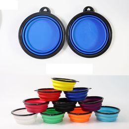 Cat Pets Folding Portable Bowls Large Black Side Folding Dog Feeding Silicone Pet Bowl XG0041