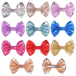 Baby Girls Barrettes Bling Shiny Bowknot Clips Hairpins Infant Colourful Hairgrips Children Solid Safety Hair Clip Kids Bow Hair Accessories YL395