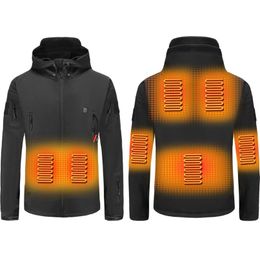 Men Outdoor Winter Electric Heating Jacket USB Charge Men Heated Jackets Intelligent Heat Skiing Hiking Clothes 211206