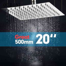 OUBONI 20" Bathroom Shower Head Wall Mounted Chrome Brass Square Rain Shower Head 20 inch Shower Sprayer H1209