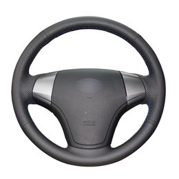 Steering Wheel Covers Black Artificial Leather Hand-stitched No-slip Car Cover For Elantra 2007-2010