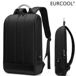 Backpack Waterproof Unisex Fashion EURCOL Oxford striped Business Thin Laptop School Men Travel Bag Slim