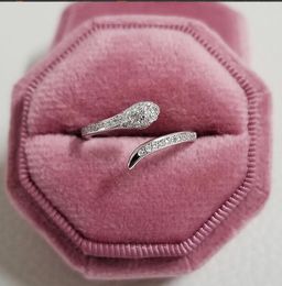 2022 Ins Top Sell Wedding Rings Sweet Cute Simple Fashion Jewellery 925 Sterling Silver Pave White Sapphire CZ Diamond Gemsones Snake Open Adjustable Women Ring Gift