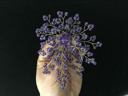 Pins, Brooches Latest Design 4 Inch 4mm Purple Amethysts Beads Flower Shape Brooch