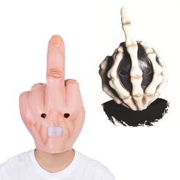 Halloween Middle Finger Mask Spoof Latex Headgear Clown Mask Bar DJ Props Party Supplies w-00917