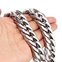 17mm Heavy Stainless Steel Men's Gourd Cuba Chain Necklace Jewellery 7 "- 40" Q0809