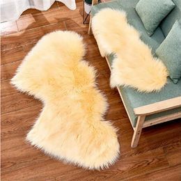 Artificial Sheepskin Carpet Double Heart Rugs Shaggy Soft Rug For Living Room Home Decor Solid Faux Fluffy Love Carpets