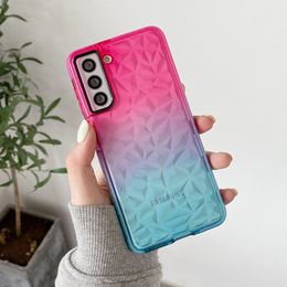 Diamond Pattern Phone Cases For Samsung S21 S20 S10 S9 S8 Plus A52 A72 A51 A71 A50 Note 20 Soft TPU Gradient Clear Cover