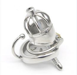 Small Stainless Steel Chastity Device With Anti-drop Ring Catheter Cock Cage Penis Locing BDSM Sex Toys For Men