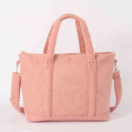 Low MOQ Stock Sherpa Wholale Portable Fashion Handbags Women Handbags Ladi Tote Bags