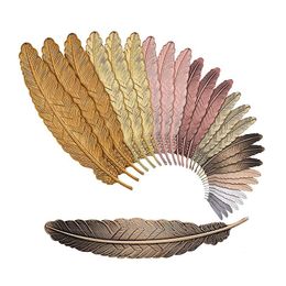 2021 new Fashion Metal Feather Bookmarks Document Book Mark Label Golden Silver Rose Gold Bookmark Office School Supplies 7 Colours