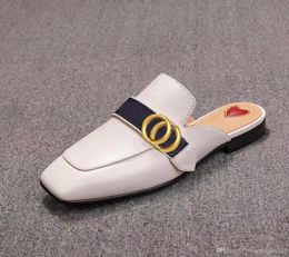 Estate uomo Ciabatte da spiaggia classiche Designer Lazy Flat Baotou Infradito 100% pelle donna Slides Suede lettera scarpe da donna pelle bovina Metallo mens Sandali Grandi dimensioni 35-42.-46