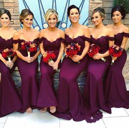 Bury Plus Size Bridesmaid Dresses 2022 Off The Shoulder Lace Applique Designer Beaded Custom Made Maid Of Honour Gown Country Wedding Party Vestido 403 403