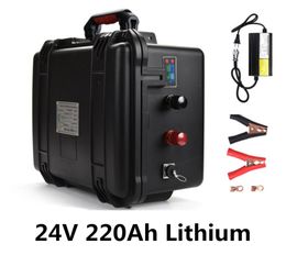 24V 220Ah lithium li ion battery pack with BMS for energy storage solar system solar street light RV Marine+10A charger