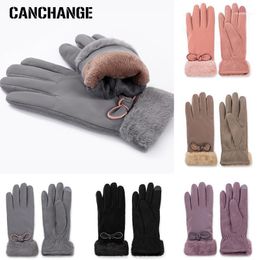 Women's Winter Gloves Solid Color Waterproof Female Elegant Bow-knot Mittens Ladies High Quality Guantes1