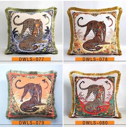 Luxury pillow case designer Signage tassel 20 Tiger and Leopard Animal patterns printting pillowcase cushion cover 45*45cm for 4 seasons new home decorative