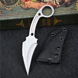 New Karambit Knife D2 White/Black Stone Wash Blade Full Tang Steel Handle Fixed Blades Claw Knives With Kydex