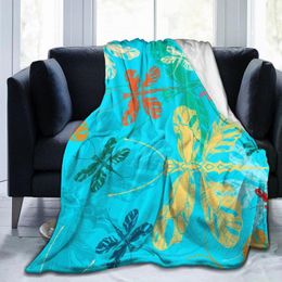 Blankets Flannel Blanket Colourful Summer Dragonflies Light Thin Mechanical Wash Warm Soft Throw On Sofa Bed Travel Patchwork