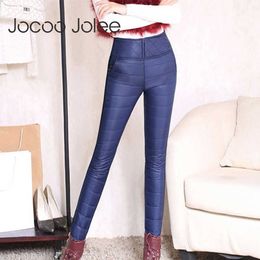 Jocoo Jolee Women's Pants Trousers Winter High Waisted Outer Wear Female Fashion Slim Warm Thick Duck Down Pants Trousers Skinny 210619