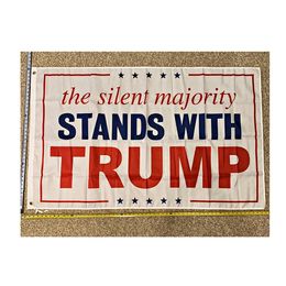 Silent Majority Stands With Trump 3x5ft Flags 100D Polyester Banners Indoor Outdoor Vivid Colour High Quality With Two Brass Grommets