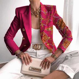 Autumn Fashion Print Blazer Coat Women Long Sleeve Slim Elegant Office Lady Blazers Plue Size 5XL Casual Chic Woman Jacket 211006