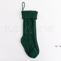 46cm Knitting Christmas Stockings Xmas Tree Decorations Solid Color Children Kids Gifts Candy Bags RRB11882