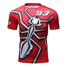 Sportswear men T-shirt 3D printing ant pattern novel and simple, elastic compression and quick-drying fitness bodybuilding shirt 210322